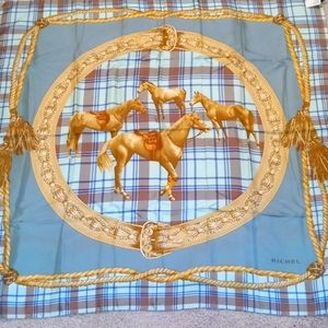 Richel -Silk Plaid circle horse scarf 35×35